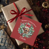 Personalized Pet Christmas with Wreath & Name フェイバータグ