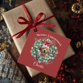 Personalized Pet Christmas with Wreath & Name フェイバータグ