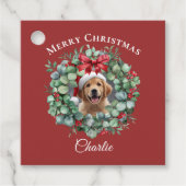 Personalized Pet Christmas with Wreath & Name フェイバータグ (正面)