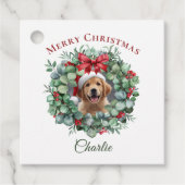 Personalized Pet Christmas with Wreath & Name フェイバータグ (正面)