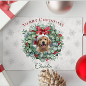 Personalized Pet Christmas with Wreath & Name ポストカード
