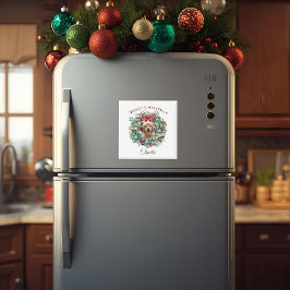 Personalized Pet Christmas with Wreath & Name マグネット