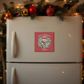 Personalized Pet Christmas with Wreath & Name マグネット