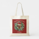 Personalized Pet Christmas with Wreath & Name Tote トートバッグ (裏面)