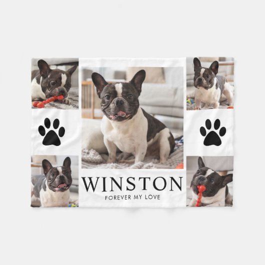 Personalized Pet Dog Memorial Keepsake Photo フリースブランケット (正面(横))