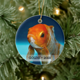 Personalized Pet Fish Photo Name Christmas Tree セラミックオーナメント