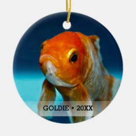 Personalized Pet Fish Photo Name Christmas Tree セラミックオーナメント