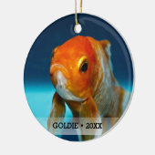 Personalized Pet Fish Photo Name Christmas Tree セラミックオーナメント (左)