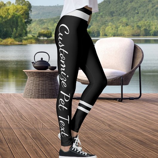 Personalized Pet Lover Black And Grey Script Text レギンス