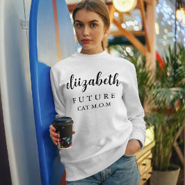 Personalized Pet Lover Black Script Name Cat Mom  スウェットシャツ