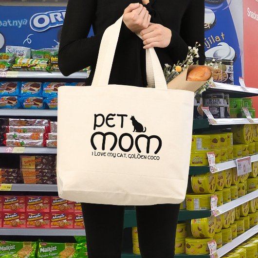 Personalized Pet Lover Cat Mom Scrtipt Quote Cute ラージトートバッグ