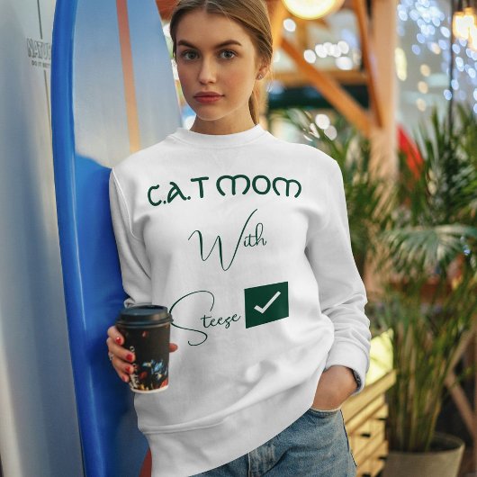 Personalized Pet Lover Green Script Funny Cat Mom スウェットシャツ