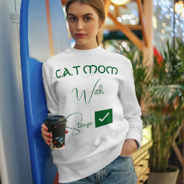Personalized Pet Lover Green Script Funny Cat Mom スウェットシャツ