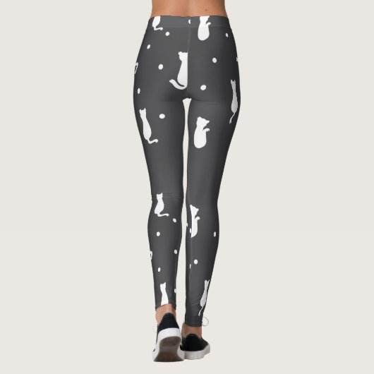 Personalized Pet Lover Grey And White Cat Pattern レギンス (裏面)