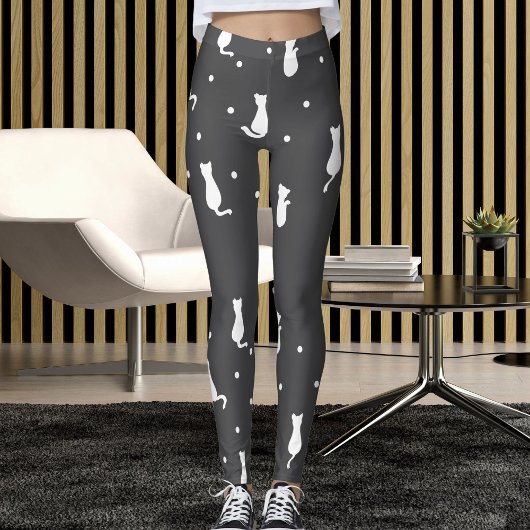 Personalized Pet Lover Grey And White Cat Pattern レギンス