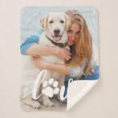 Personalized Pet Lover Love Paw Print Dog Photo シェルパブランケット (正面)