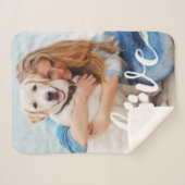 Personalized Pet Lover Love Paw Print Dog Photo シェルパブランケット (正面(横))