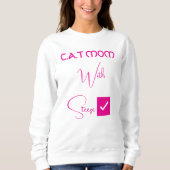Personalized Pet Lover Pink Script Funny Cat Mom スウェットシャツ (正面)