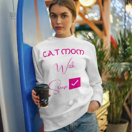 Personalized Pet Lover Pink Script Funny Cat Mom スウェットシャツ