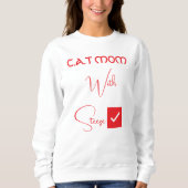 Personalized Pet Lover Red Script Funny Cat Mom スウェットシャツ (正面)