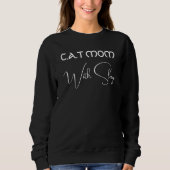 Personalized Pet Lover White Script Cat Mom Black スウェットシャツ (正面)