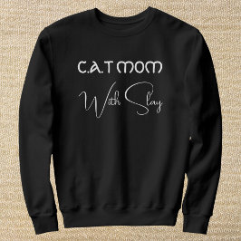 Personalized Pet Lover White Script Cat Mom Black スウェットシャツ