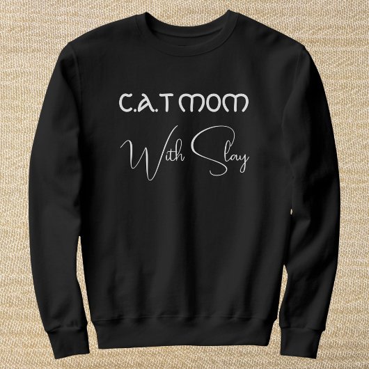 Personalized Pet Lover White Script Cat Mom Black スウェットシャツ