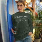 Personalized Pet Lover White Script Cat Mom Green スウェットシャツ