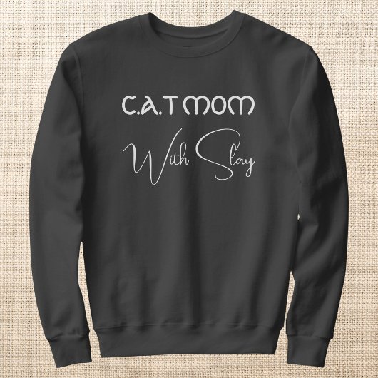 Personalized Pet Lover White Script Cat Mom Grey スウェットシャツ