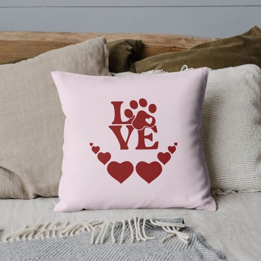 Personalized Pet Lovers Red Heart Valentine's Day クッション