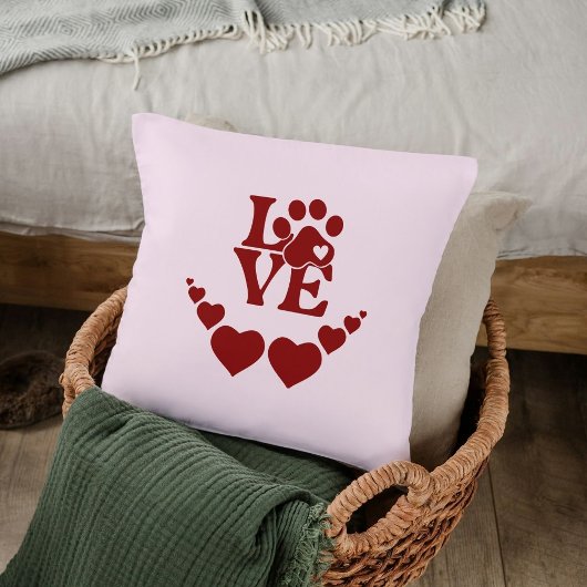 Personalized Pet Lovers Red Heart Valentine's Day クッション