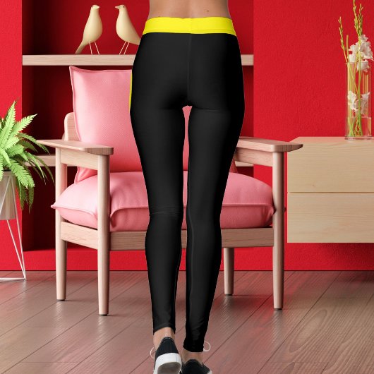 Personalized Pet Mama Yellow Black Stripes Stylish レギンス