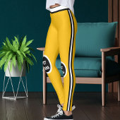 Personalized Pet Mama Yellow Black White Striped レギンス