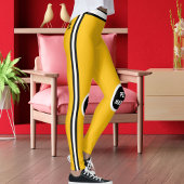 Personalized Pet Mama Yellow Black White Striped レギンス