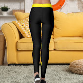 Personalized Pet Mom Stylish Yellow Black Stripes レギンス