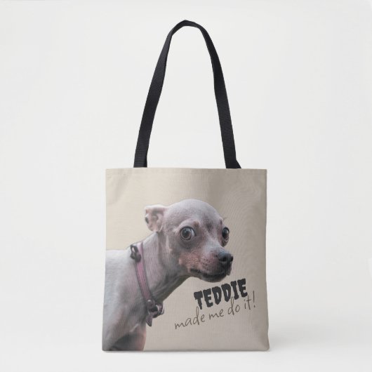 Personalized “[Pet Name] Made Me Do It” Tote Bag トートバッグ (正面)