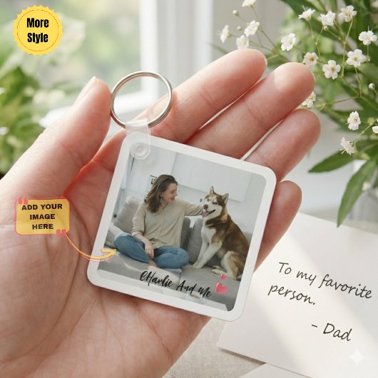 Personalized Pet Photo and Owner Heart Keychain  キーホルダー