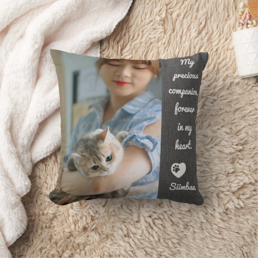 Personalized Pet Photo Cat Lover Memorial Keepsake クッション (ブランケット)