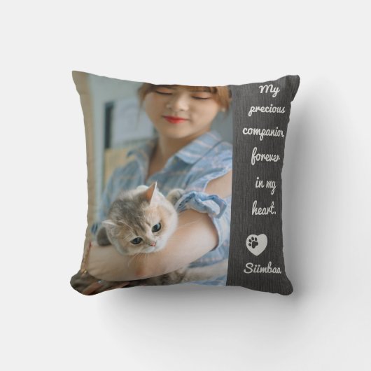 Personalized Pet Photo Cat Lover Memorial Keepsake クッション (正面)