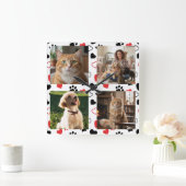 Personalized Pet Photo Collage Square Wall Clock  スクエア壁時計 (ホーム)