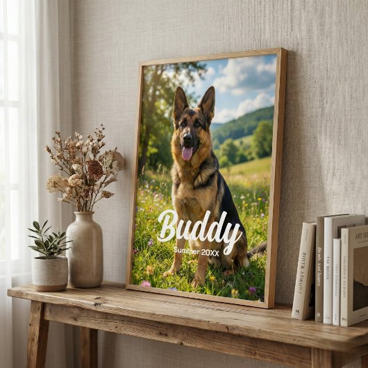 Personalized Pet Photo Custom Name & Date Wall  ポスター