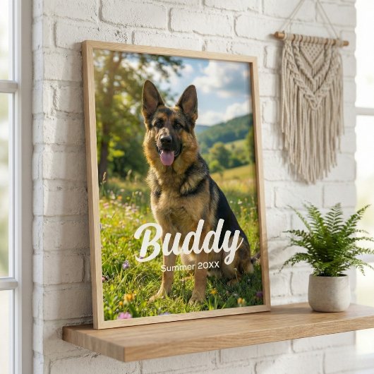 Personalized Pet Photo Custom Name & Date Wall  ポスター