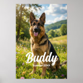 Personalized Pet Photo Custom Name & Date Wall  ポスター (正面)