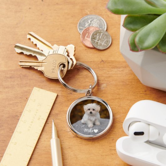 Personalized Pet Photo Keychain with Name キーホルダー (デスク)