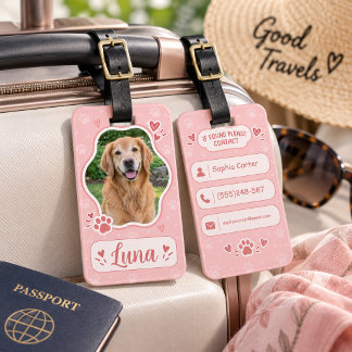Personalized Pet Photo Luggage Tag Custom Dog Name ラゲッジタグ