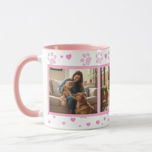 Personalized Pet Photo Mug Custom 3-Picture マグカップ (左)