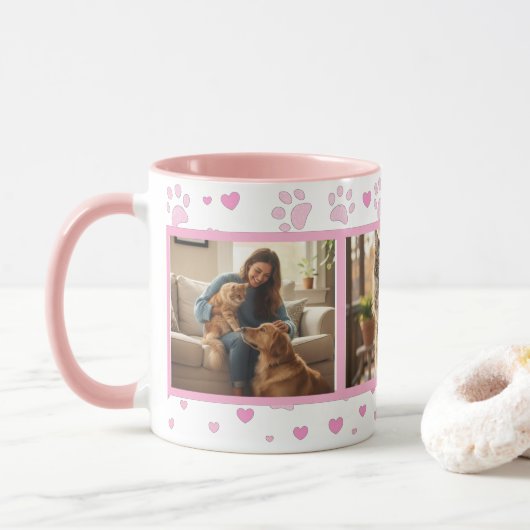 Personalized Pet Photo Mug Custom 3-Picture マグカップ (ドーナツ)