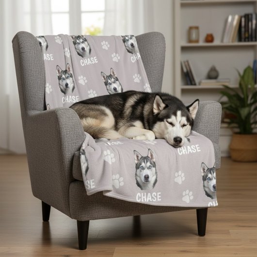 Personalized Pet Photo Name Dog  フリースブランケット