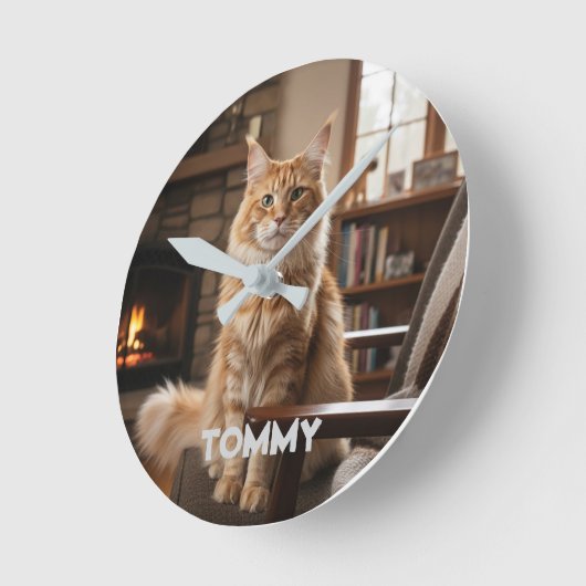 Personalized Pet Photo & Name Wall Clock ラウンド壁時計 (傾斜)