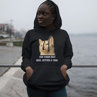 Personalized Pet Photo Text Black White Cat Mom パーカ